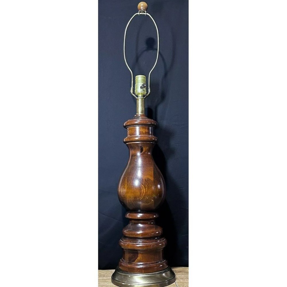 Automax 11418 Hard To Find Wood Table Lamp Works Great 32 3/4”H No Shade VGUC